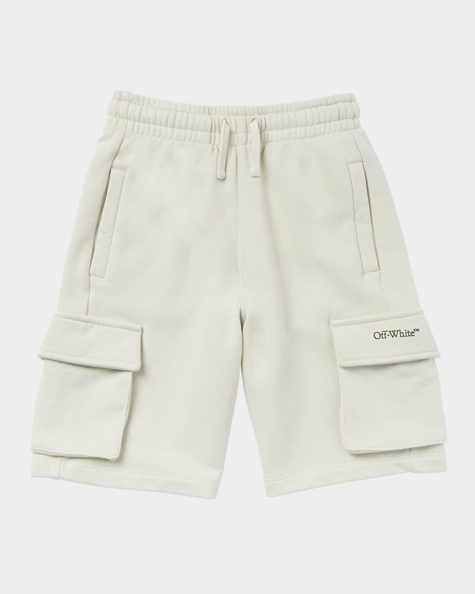 Boy's Bookish Diagonal Logo Sweatshorts, Size